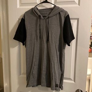 GUESS Gray and Black Men's Hooded Shirt
